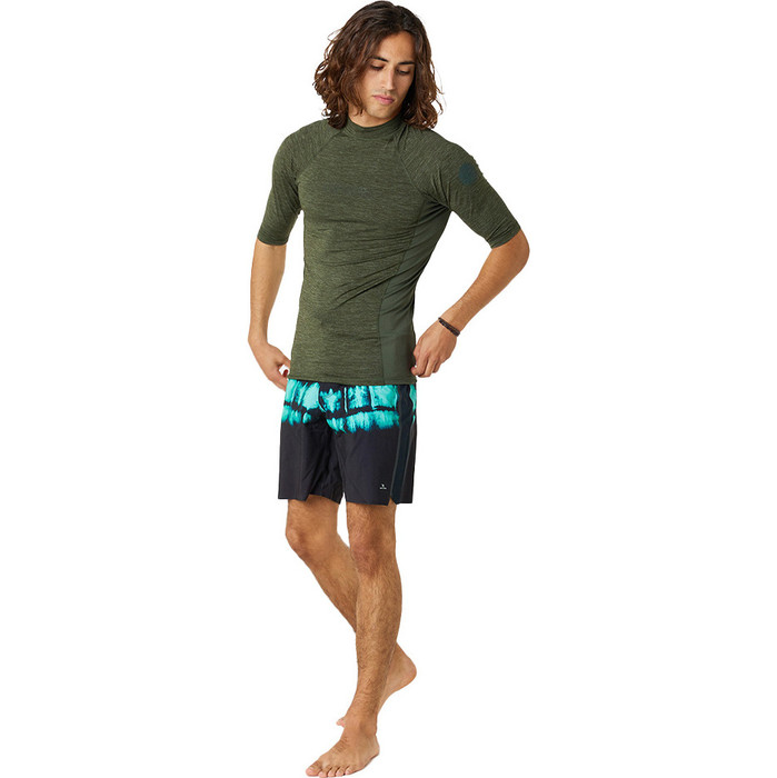 2023 Rip Curl Mnner Dawn Patrol UPF Performance Kurzrmelige Lycra-Weste 14BMRV - Olive Marle